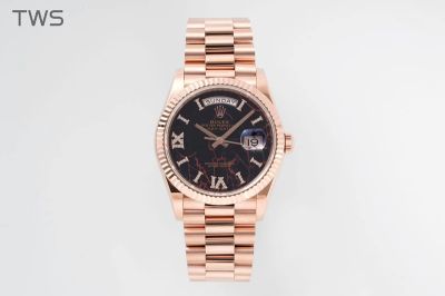 ROLEX Rose Gold Day-date Replica Automatic Movement Hgih Quality Steel 36mm Black Watch